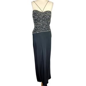 Gilar Black Beaded Midi Cocktail Dress Size 14 New with Tags